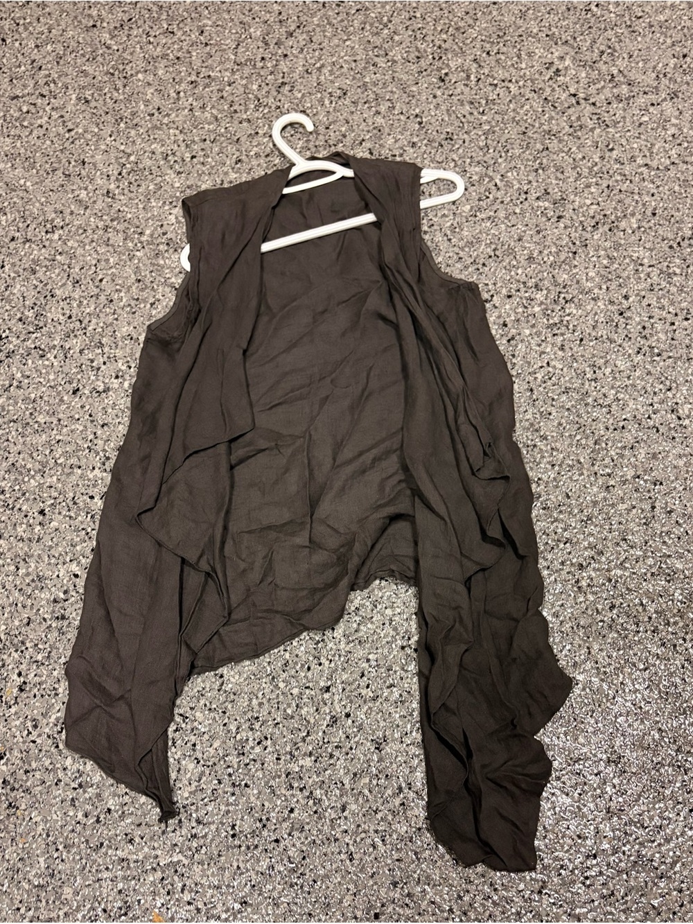 Draped Open-Front Vest - dark grey cotton